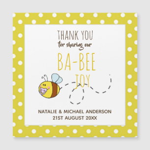 Carte Magnétique Remerciement BA-BEE Baby Shower Point jaune