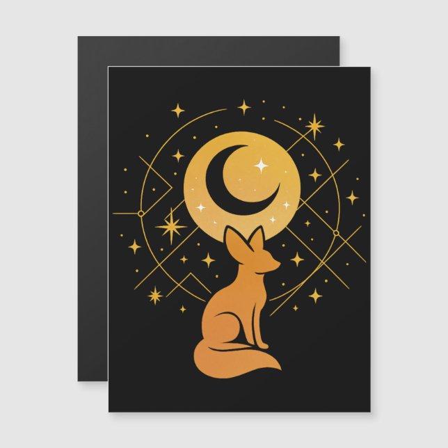 Carte Magnétique Renard du désert céleste - Lune et étoiles Cosmiqu (Devant / Derrière)