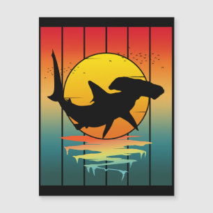 Carte Magnétique Requin Marteau Coucher de Soleil Vintage