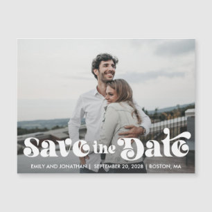 Carte Magnétique Retro Photo Enregistrer la date Mariage de l'aiman