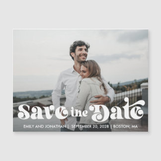 Carte Magnétique Retro Photo Enregistrer la date Mariage de l'aiman