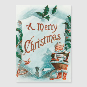 Carte Magnétique Retro Vintage Noël Cool Père Noël Salutation