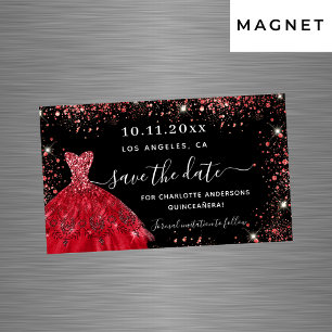 Carte Magnétique Robe rouge noir Quinceanera enregistrer l'aimant d