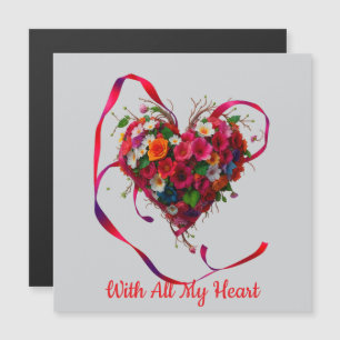 Carte Magnétique Romantic Floral Heart