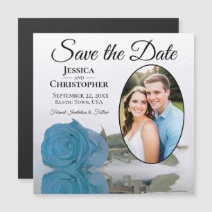 Carte Magnétique Rose Bleu Ciel Mariage Enregistrez La Date Photo M