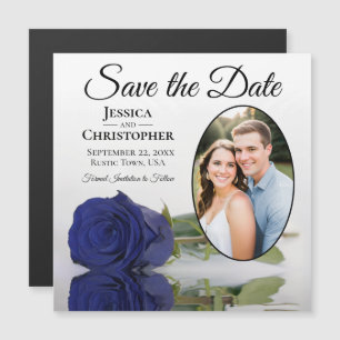 Carte Magnétique Rose Bleue Marine Mariage Enregistrer La Date Phot