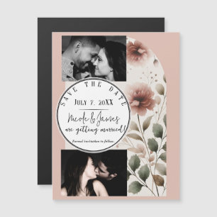 Carte Magnétique Rose de désert rose et verte Fleur Save The Date