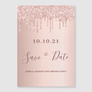 Carte Magnétique Rose de fête d'anniversaire or rose enregistrer la