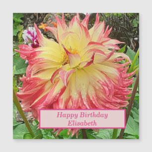 Carte magnétique rose et jaune Dahlia