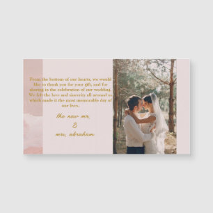 Carte Magnétique Rose et Neutre Moderne Elégant mariage merci