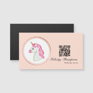 Carte Magnétique Rose Gold et Blush Pink Hair Stylist QR Code