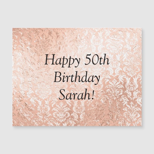 Carte Magnétique Rose Gold personnalisé Joyeux anniversaire (Devant)
