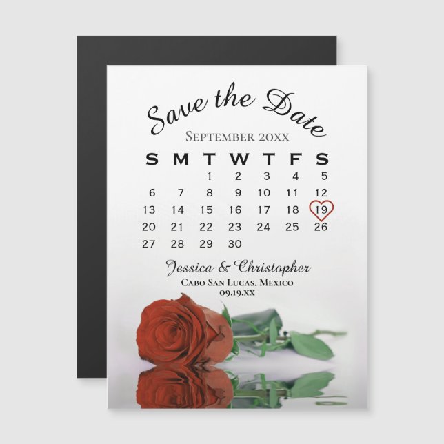 Carte Magnétique Rose orange rouille Enregistrer l'aimant Calendrie (Devant / Derrière)
