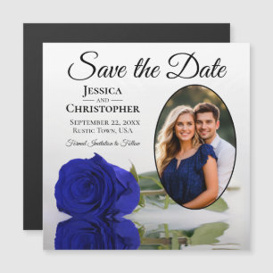 Carte Magnétique Rose Royal Blue Mariage Enregistrer La Date Photo 
