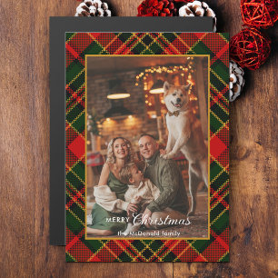 Carte Magnétique Rouge, Vert, Or Plaid de Noël Classique 1-Photo