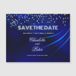 Carte Magnétique Royal Blue Diamonds Hearts EnregistrerLa Date Magn