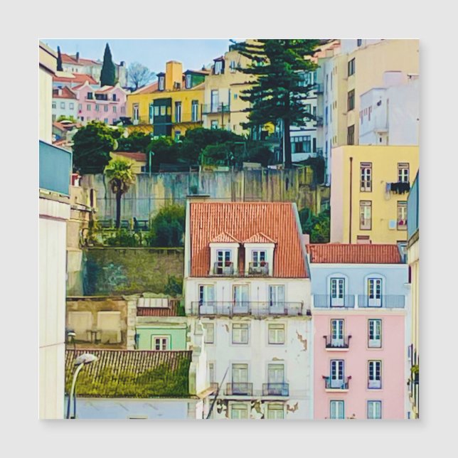 Carte Magnétique Rue Lisbonne Portugal Europe, Aimant Voyage (Devant)
