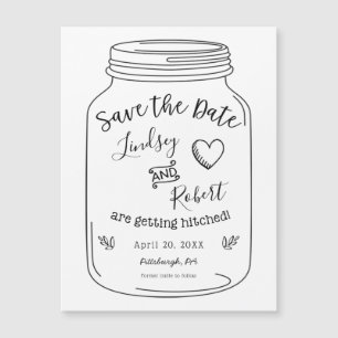 Carte Magnétique Rustic Mason Jar Enregistrer l'aimant de date