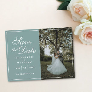 Carte Magnétique Rustic Mint Green Photo Mariage Enregistrer La Dat