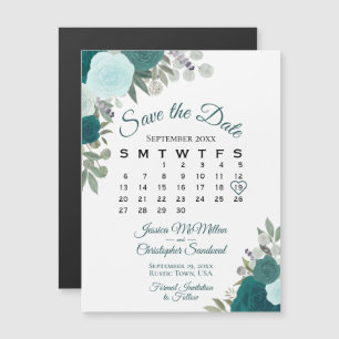 Carte Magnétique Rustique Turquoise Floral Enregistrer le calendrie