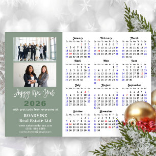 Carte Magnétique Sage Green 2026 Calendrier Moderne Entreprise Magn