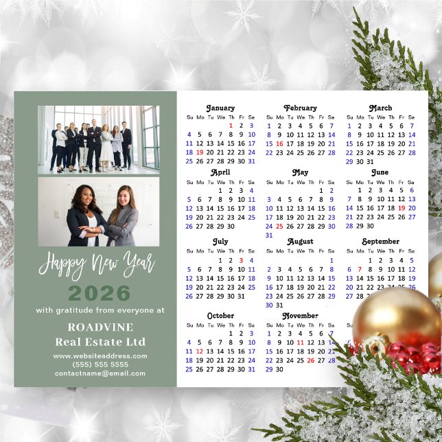 Carte Magnétique Sage Green 2026 Calendrier Moderne Entreprise Magn (Créateur téléchargé)