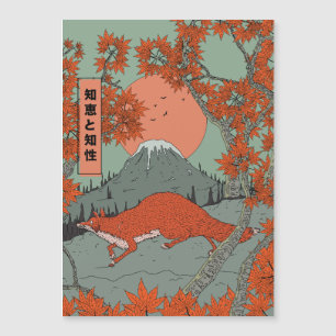 Carte Magnétique Sagesse et intelligence art de renard japonais vin