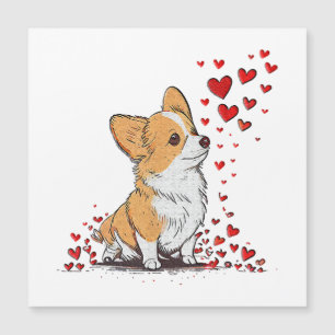 Carte Magnétique Saint-Valentin Chien Mignon Corgi Fête de la Saint