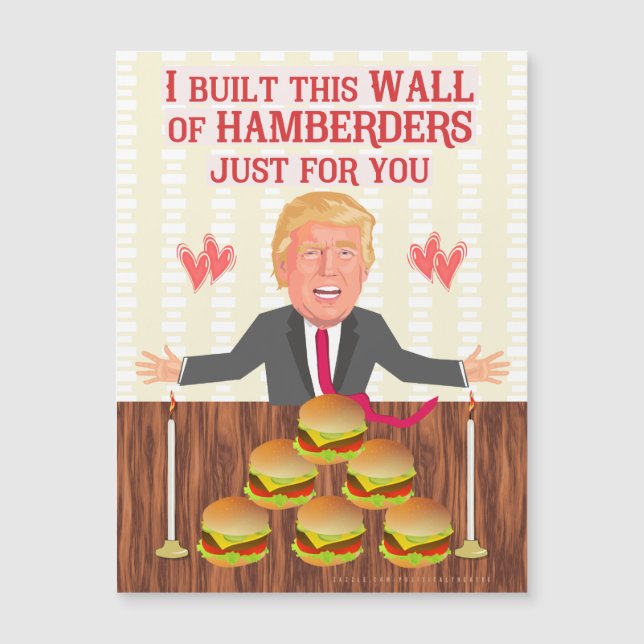 Carte Magnétique Saint-Valentin drôle de mur de Donald Trump (Devant)