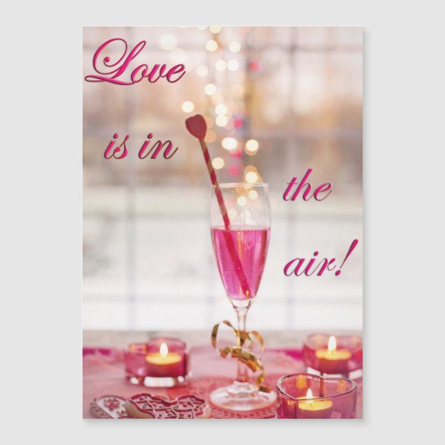 Carte Magnétique Saint Valentin Mariage Love Champagne (Devant)