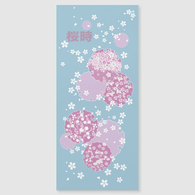 Carte Magnétique Sakura, fleurs de cerisiers (Devant)