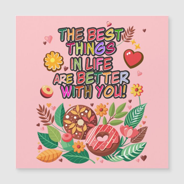 Carte Magnétique Salle de classe Saint-Valentin Boho Donuts et fleu (Devant)