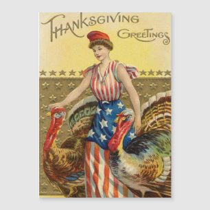 Carte Magnétique Salutation américaine de Thanksgiving vintage