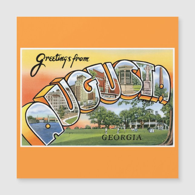 Carte Magnétique Salutations d'Augusta, GA ! (Devant)