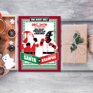 Carte Magnétique Santa Claus vs Krampus Boxing Match Good vs Evil