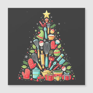 Carte Magnétique Sapin de Noël Boulanger Chef Cuisinier Xmas