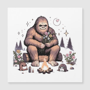 Carte Magnétique Sasquatch tenant des fleurs