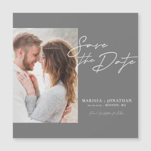 Carte magnétique "Save The Date" avec script photo