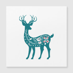 Carte Magnétique Scandia Noël Rouge et Bleu Nordic Deer Scandia