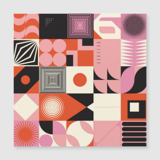Carte Magnétique Scandinave géométrique : Motif d'oeuvres colorées