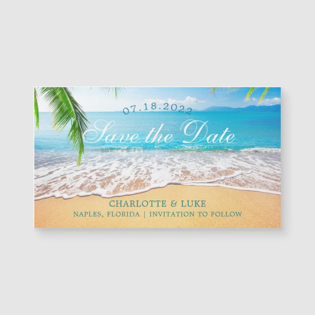 Carte Magnétique Scène de plage Sauvez la date (Devant)