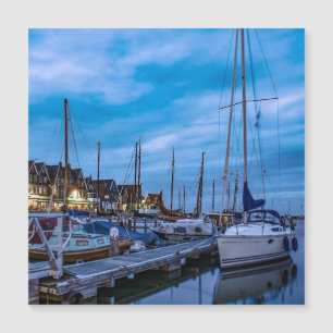 Carte Magnétique Scène nocturne traditionnelle de la ville de pêche
