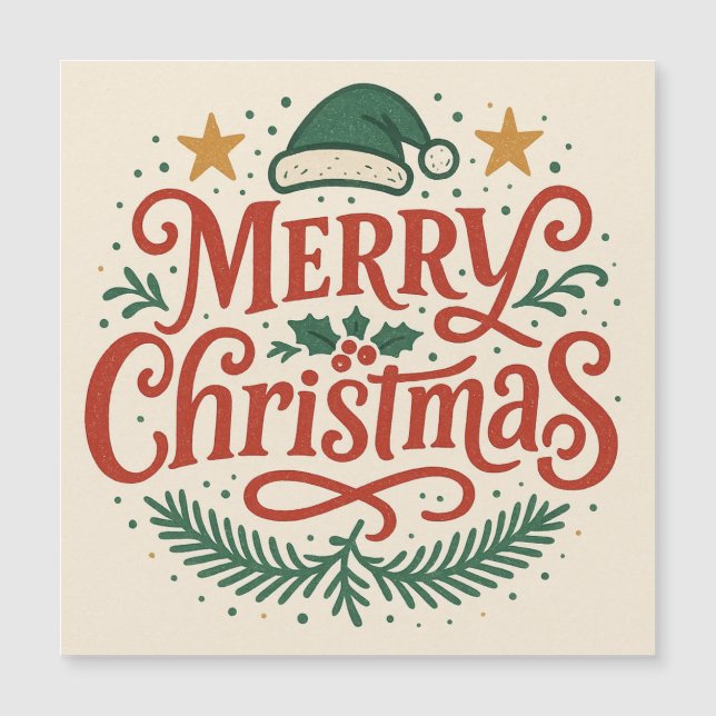 Carte Magnétique Sensational Merry Christmas typography card (Devant)