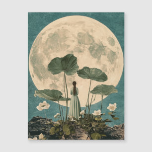 Carte Magnétique Sérénité Lune - Scène Lotus Vintage