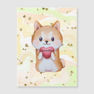 Carte Magnétique Shiba Inu Tenir Un Coeur