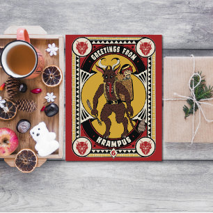 Carte Magnétique Signe de Noël de Krampus portant des jouets