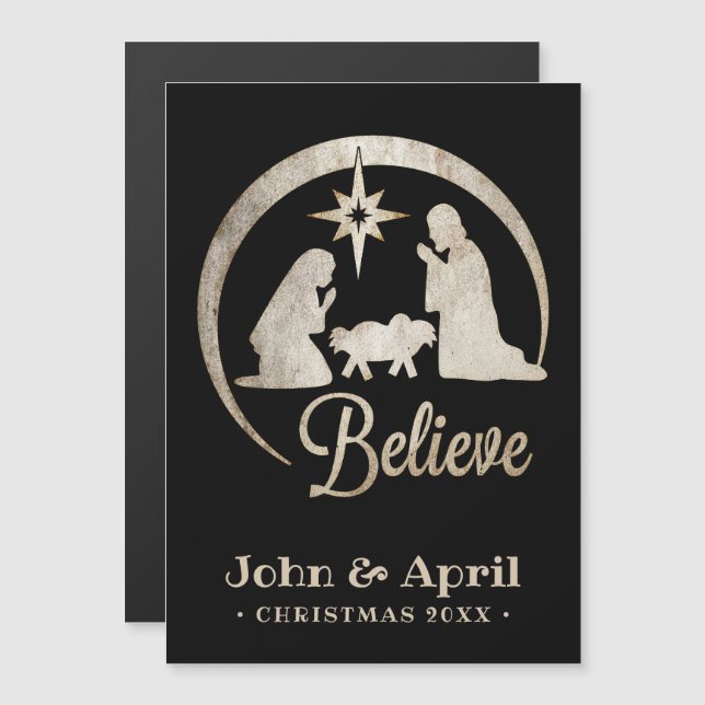 Carte Magnétique Silhouette de la Nativité de Noël (Devant / Derrière)