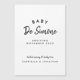 Carte Magnétique Simple Black White Typogrpahy Pregnancy