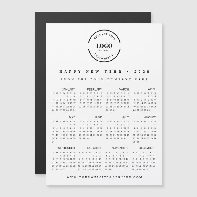 Carte Magnétique Simple grand logo Bonne année 2026 Promotionnel (Devant / Derrière)