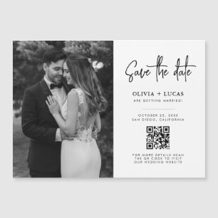 Carte Magnétique Simple QR Code Photo moderne Enregistrer la date